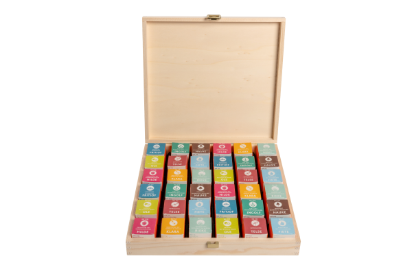 Holzdose L - Schlürf Bio Tee 36 Stück