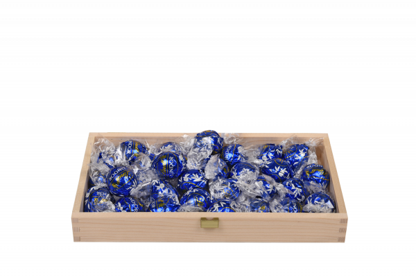 Holzdose M - Lindt Kugeln Surfin 40% Cacao - 30 Stück